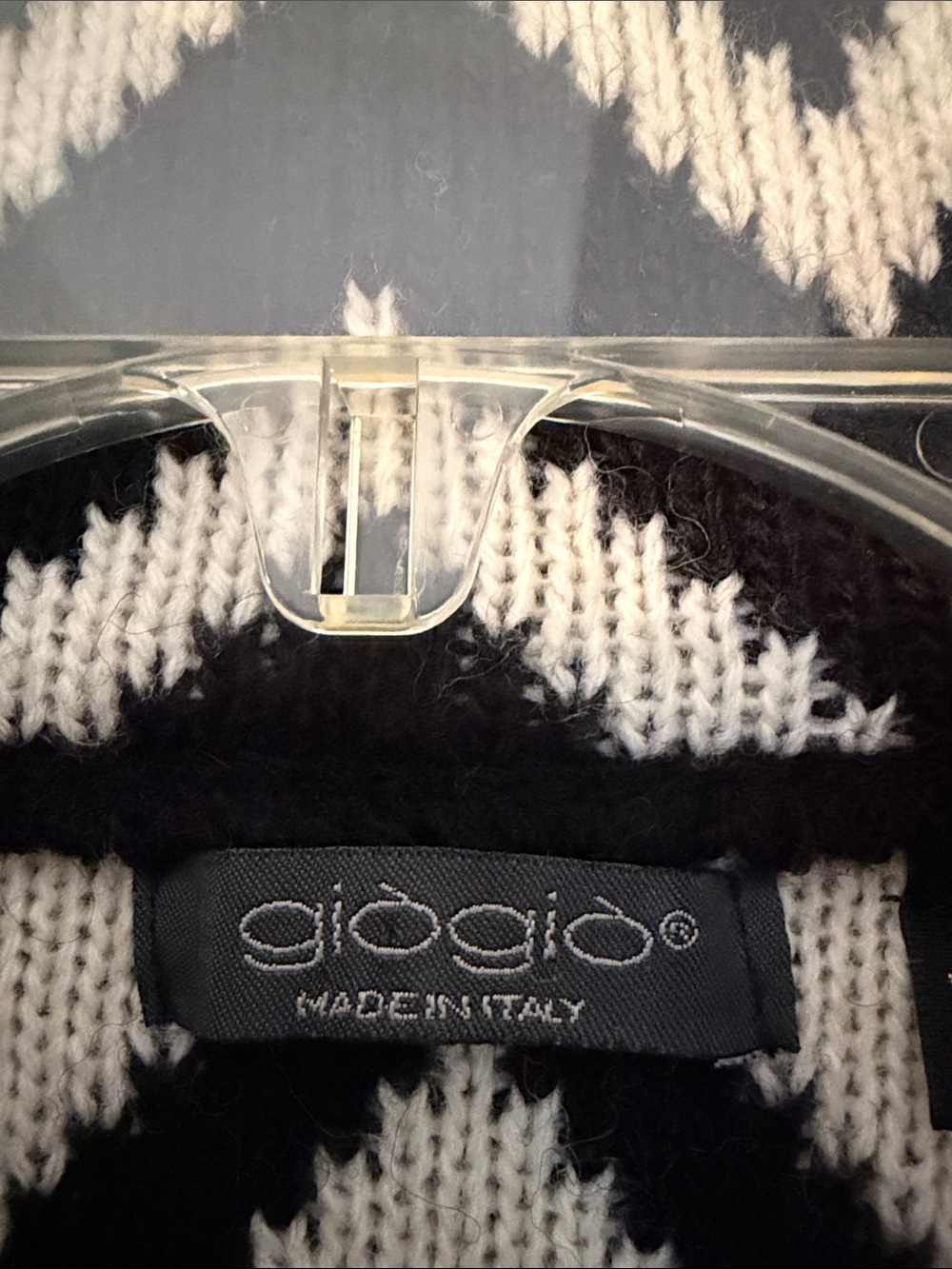 GIOGIO Black & White Gorgeous Chevron Knit Sweater- Women's Button Front Jacket - Picture 3 of 9